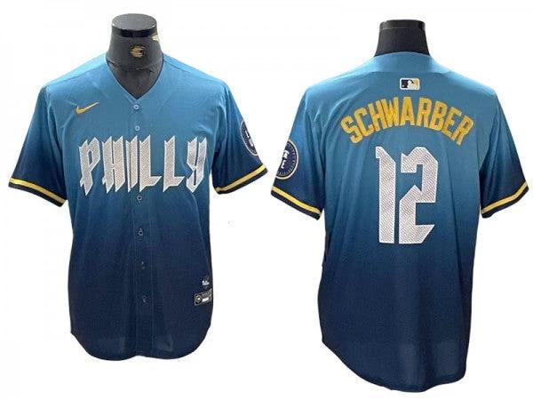 Philadelphia Phillies #12 Kyle Schwarber 2024 City Connect Limited Jersey - Blue by My Store