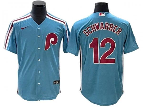 Philadelphia Phillies #12 Kyle Schwarber Light Blue Cool Base Jersey by My Store