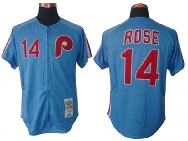 Philadelphia Phillies #14 Pete Rose Light Blue 1980 Throwback Jersey by My Store