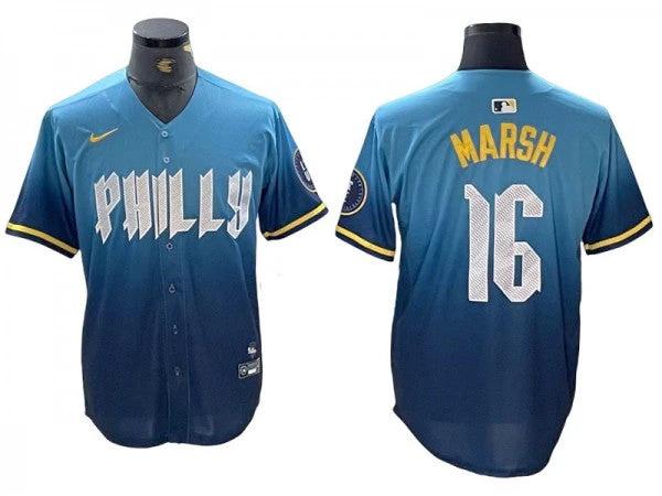 Philadelphia Phillies #16 Brandon Marsh Blue 2024 City Connect Limited Jersey by My Store