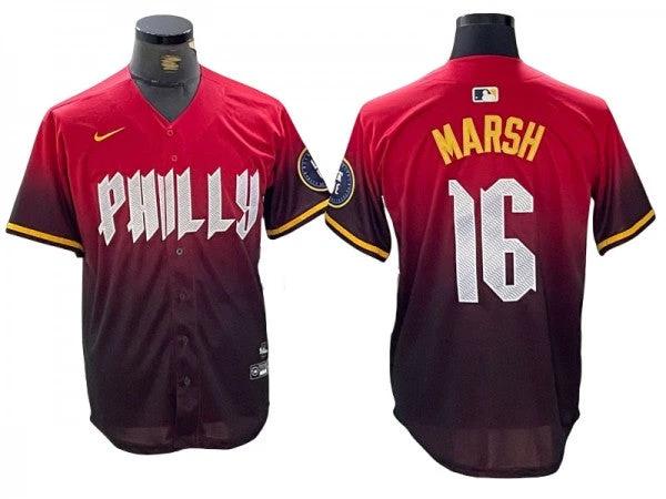 Philadelphia Phillies #16 Brandon Marsh Red 2024 City Connect Limited Jersey by My Store