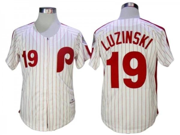 Philadelphia Phillies #19 Greg Luzinski White 1983 Throwback Jersey by My Store