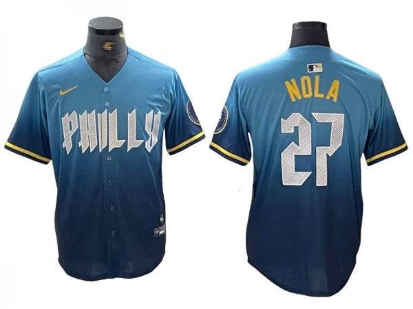 Philadelphia Phillies #27 Aaron Nola 2024 City Connect Limited Jersey - Blue by My Store
