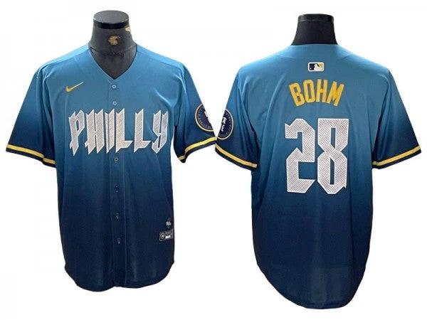 Philadelphia Phillies #28 Alec Bohm Blue 2024 City Connect Limited Jersey by My Store