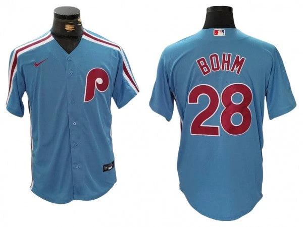 Philadelphia Phillies #28 Alec Bohm Cool Base Jersey - Light Blue by My Store