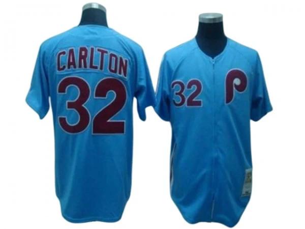 Philadelphia Phillies #32 Steve Carlton Light Blue 1980 Throwback Jersey by My Store