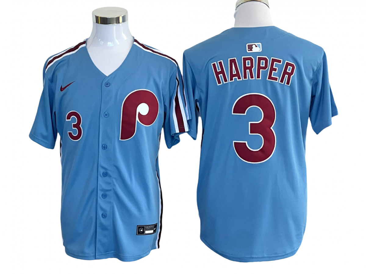Philadelphia Phillies #3 Bryce Harper Alternate Limited Jersey - Light Blue by My Store
