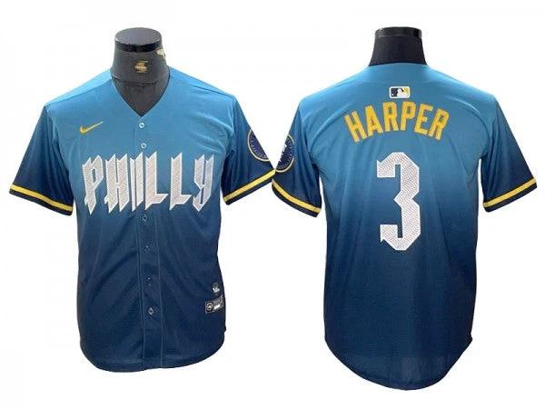 Philadelphia Phillies #3 Bryce Harper Blue 2024 City Connect Limited Jersey by My Store