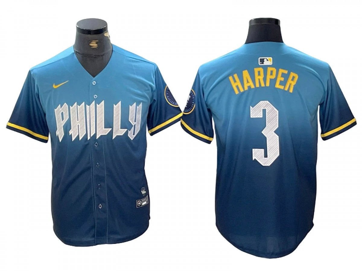 Philadelphia Phillies #3 Bryce Harper City Connect Limited Jersey - Bue by My Store
