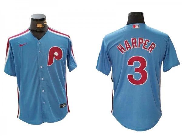 Philadelphia Phillies #3 Bryce Harper Cool Base Jersey - Light Blue by My Store