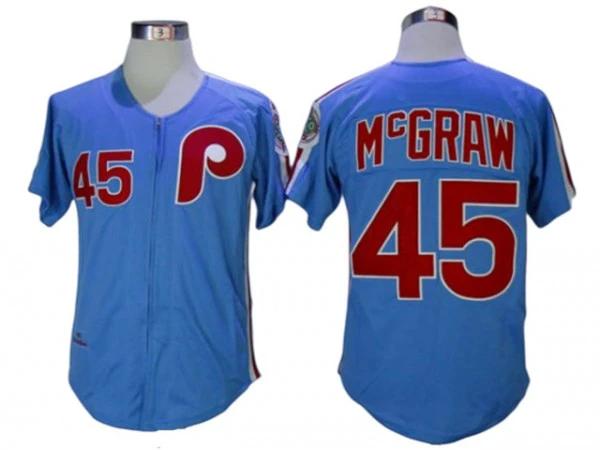Philadelphia Phillies #45 Tug McGraw Light Blue 1983 Throwback Jersey by My Store