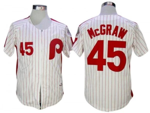 Philadelphia Phillies #45 Tug McGraw White 1983 Throwback Jersey by My Store