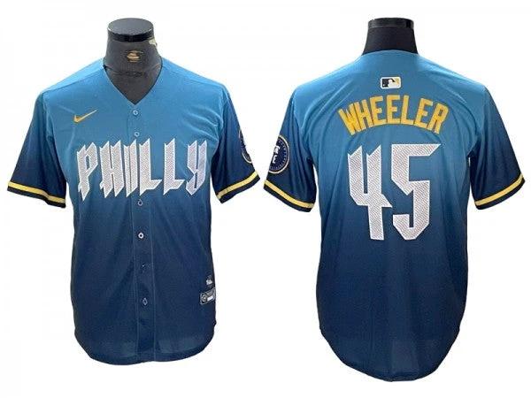 Philadelphia Phillies #45 Zack Wheeler 2024 City Connect Limited Jersey - Blue by My Store