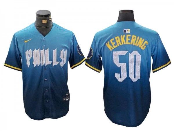 Philadelphia Phillies #50 Orion Kerkering Blue 2024 City Connect Limited Jersey by My Store