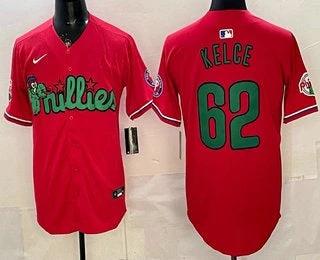 Philadelphia Phillies #62 Jason Kelce Red Limited Stitched Jersey by My Store
