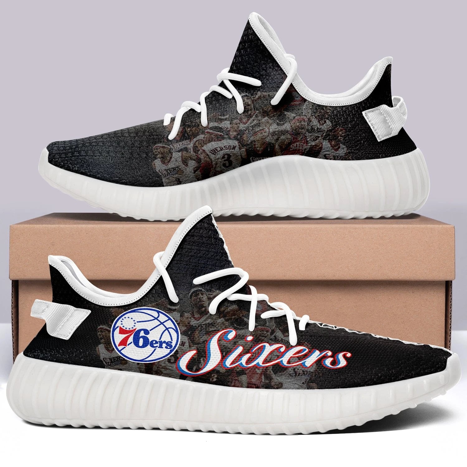 Philadelphia 76ers NBA 350v Yeezy Sneakers For Men Women Fans by Crocs