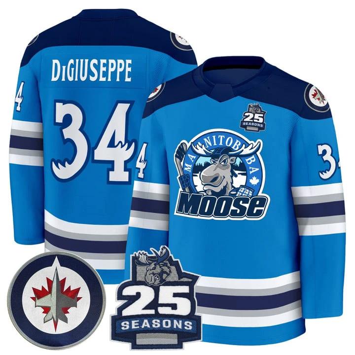 Phillip Di Giuseppe Jersey #34 Manitoba Moose 2025 Premium All Stitched by Hockey David