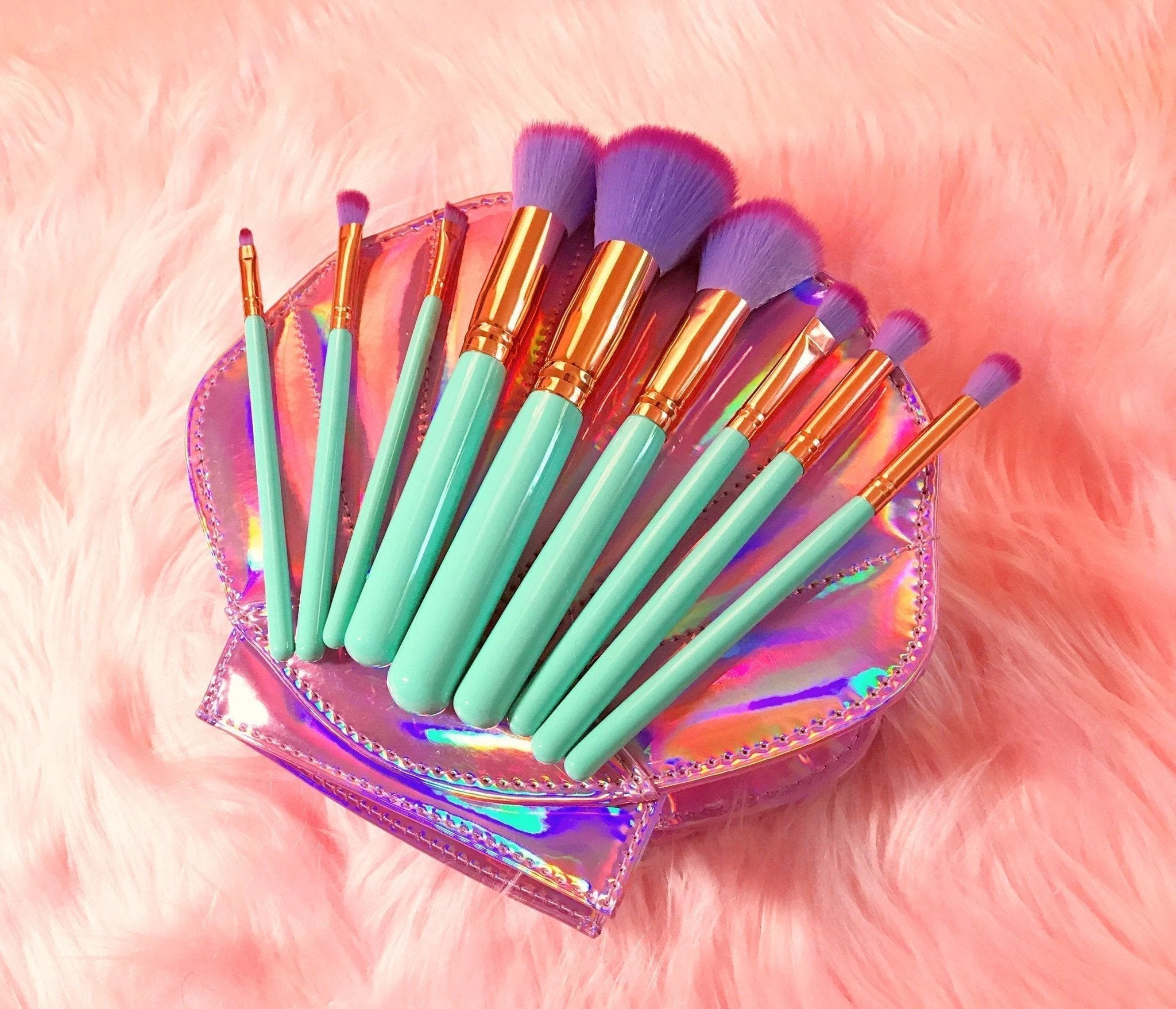 Mermaid Makeup Brushes - 10 Piece Set by Bowlift