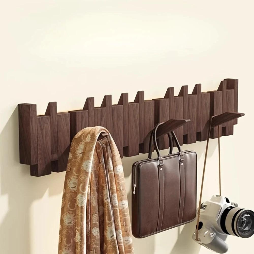 Piano Foldable Wooden Flip Hook Wall Rack by Casa & Beyond