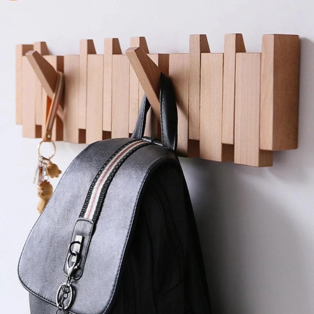 Piano Foldable Wooden Flip Hook Wall Rack by Casa & Beyond