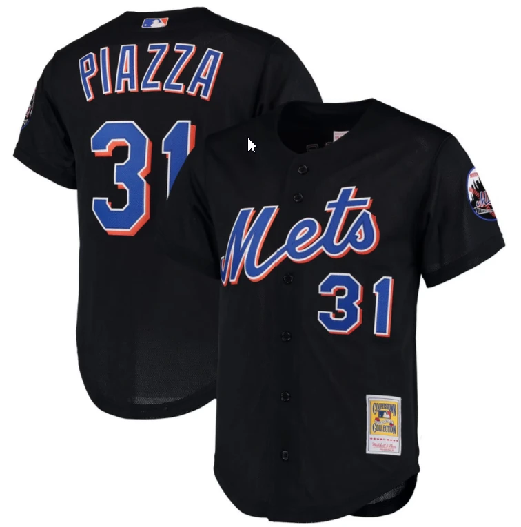 Piazza #31 New York Mets Black Jersey - All Stitched by My Store