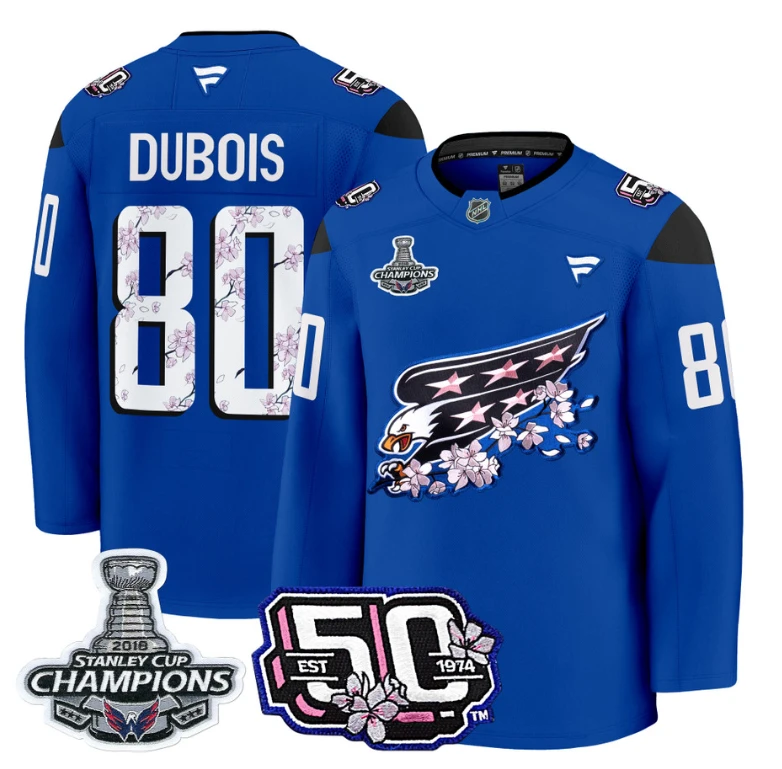 Pierre-Luc Dubois Jersey #80 Washington Capitals 50th 2018 Stanley Cup Champions Patch Royal by Hockey David