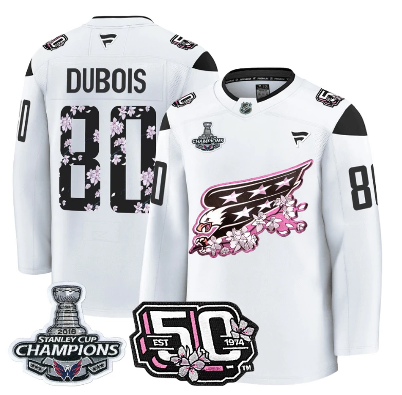Pierre-Luc Dubois Jersey #80 Washington Capitals 50th 2018 Stanley Cup Champions Patch White by Hockey David