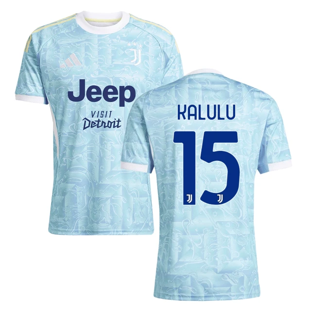 Pierre Kalulu 15 Juventus 2025-26 Away Match Jersey – Light Blue by Soccer Jersey