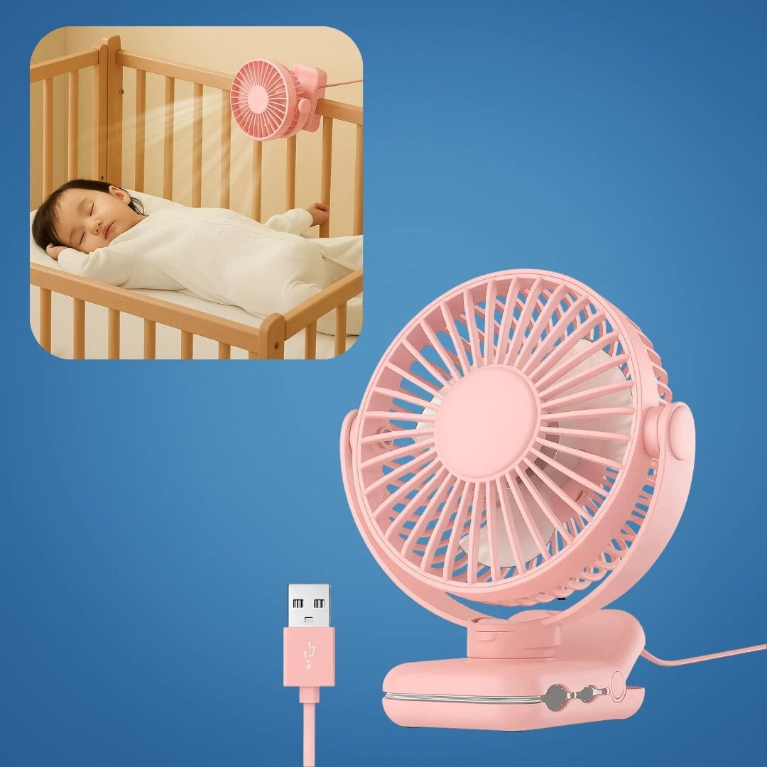 on USB Desk Fan Clamp Air Circulator – Long-Battery Cooling – Flame-Retardant Clamp – Quiet Nursery or Home-Office Use Bowlift by Bowlift