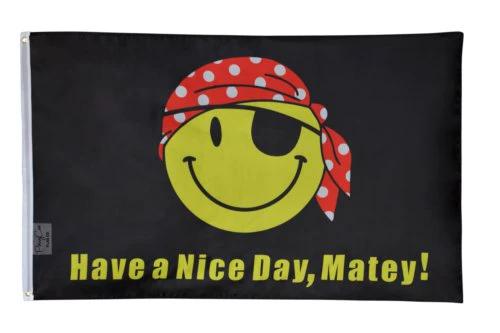 Pirate Happy Face Flag 3x5ft Have a Nice Day Matey Boat Nautical Gift by flagsjustdoit