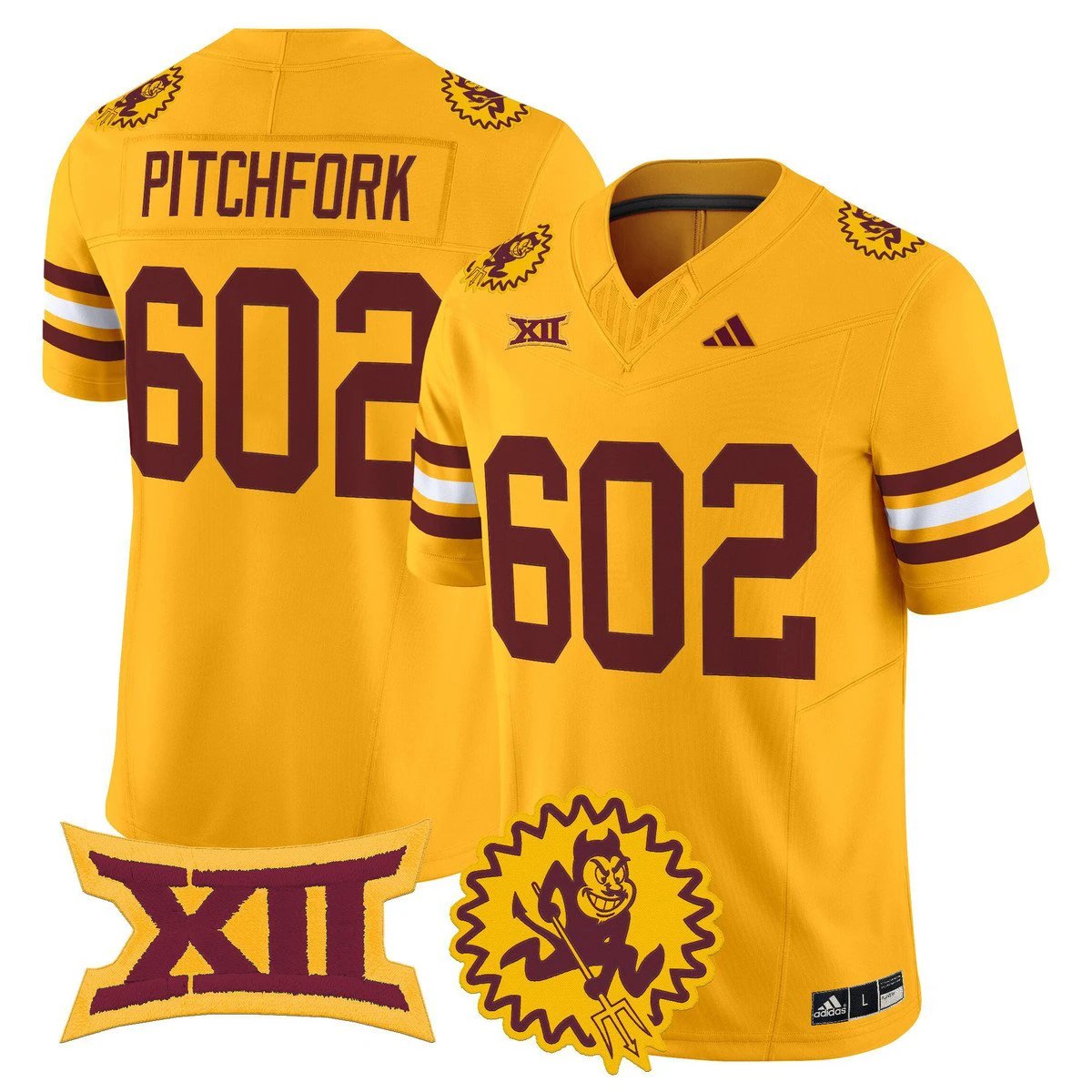 Pitchfork Jersey #602 Arizona State Sun Devils 1975 Throwback Stitched Gold by My Store NCAA Football Jerseys