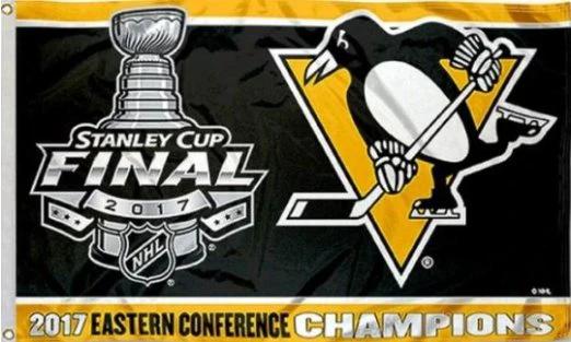 Pittsburgh Penguins 2017 Eastern Conference Champions Flag 3X5Ft Polyester Digital Print Banner USA by flagsjustdoit
