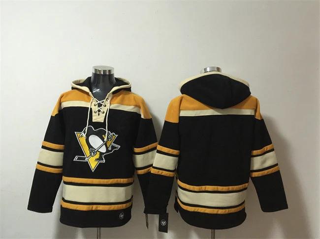 Pittsburgh Penguins Blank Black Lace-Up Pullover Hoodie by Hoodie Pullover