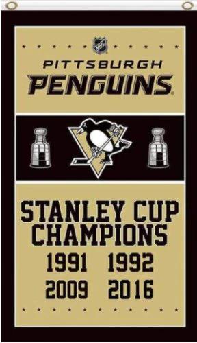 Pittsburgh Penguins Champions Vertical Flag 3X5Ft Polyester Digital Print Banner USA by flagsjustdoit