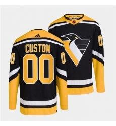 Pittsburgh Penguins Custom Black 2022 Reverse Retro Stitched Jersey by Hockey David