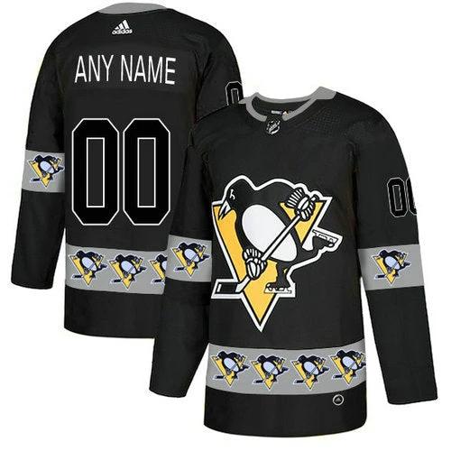 Pittsburgh Penguins Custom Black Team Logos Fashion Jersey by Hockey David