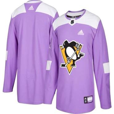 Pittsburgh Penguins Purple Pink Custom Hockey Fights Cancer Practice Jersey by Hockey David