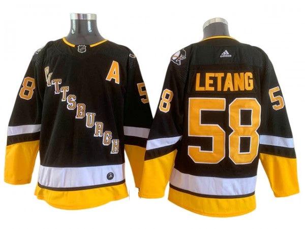 Pittsburgh Penguins #58 Kris Letang Black 2022&23 Reverse Retro Jersey by Hockey David