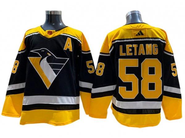 Pittsburgh Penguins #58 Kris Letang Black 2022&23 Reverse Retro Jersey by Hockey David