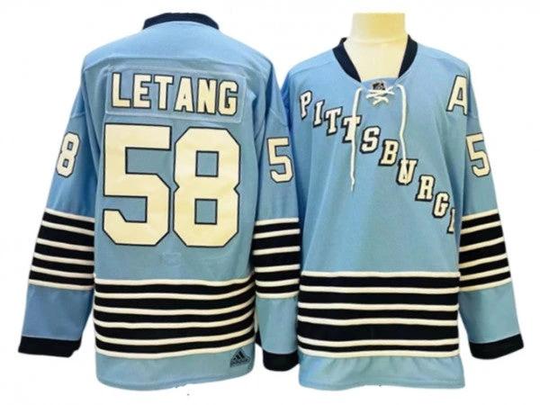 Pittsburgh Penguins #58 Kris Letang Light Blue Heritage Classics Jersey by Hockey David