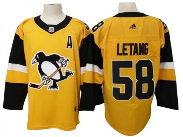 Pittsburgh Penguins #58 Kris Letang Yellow Alternate Jersey by Hockey David