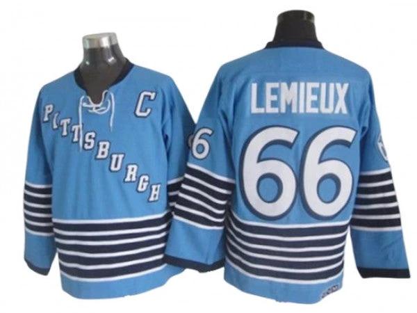 Pittsburgh Penguins #66 Mario Lemieux 1967 Vintage CCM Jersey - Light Blue by Hockey David