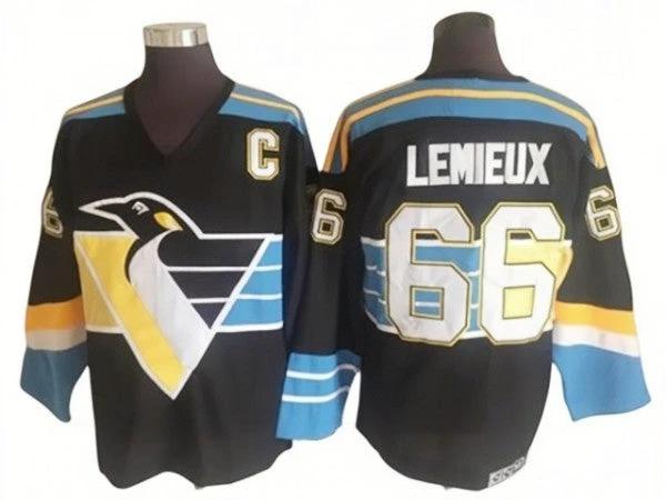 Pittsburgh Penguins #66 Mario Lemieux Black 1995 Vintage CCM Jersey by Hockey David