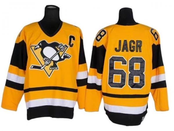 Pittsburgh Penguins #68 Jaromir Jagr Vintage CCM Jersey -Yellow by Hockey David