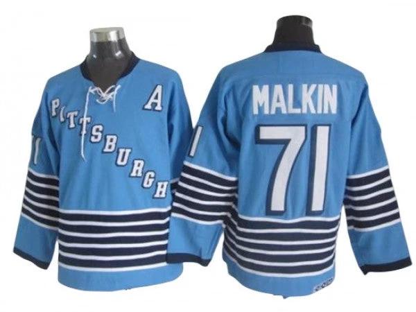 Pittsburgh Penguins #71 Evgeni Malkin 1967 Vintage CCM Jersey - Light Blue by Hockey David