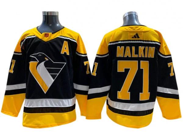 Pittsburgh Penguins #71 Evgeni Malkin Black 2022&23 Reverse Retro Jersey by Hockey David