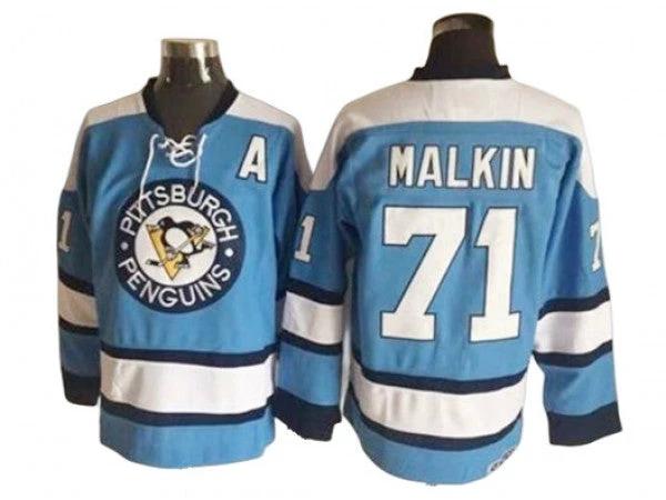 Pittsburgh Penguins #71 Evgeni Malkin Light Blue 1969 Vintage CCM Jersey by Hockey David