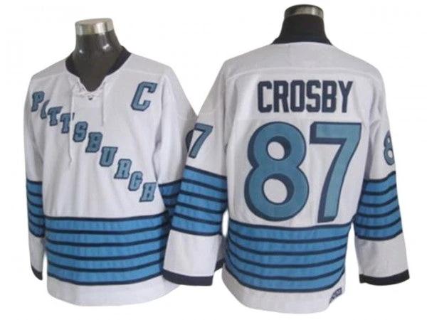 Pittsburgh Penguins #87 Sidney Crosby 1967 Vintage CCM Jersey - White by Hockey David