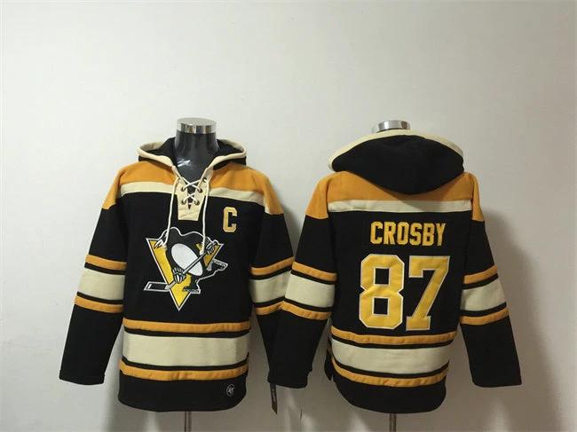 Pittsburgh Penguins #87 Sidney Crosby Black Lace-Up Pullover Hoodie by Hoodie Pullover