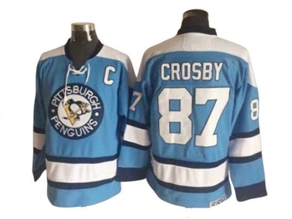 Pittsburgh Penguins #87 Sidney Crosby Light Blue 1969 Vintage CCM Jersey by Hockey David